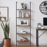 NNEDSZ YES4HOMES Industrial Ladder Shelf Wood Wall-Mounted Bookcase Storage Rack Shelves Display