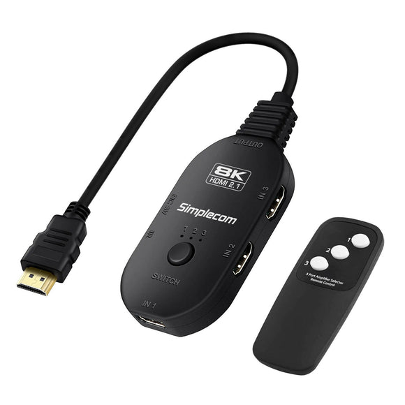 NNEDSZ Simplecom CM353 3-Port HDMI 2.1 Switch 3 IN 1 OUT Splitter HDCP 2.3 8K@60Hz