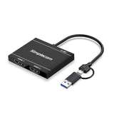 NNEDSZ Simplecom DA327 USB 3.0 or USB-C to Dual HDMI Display Adapter for 2x 1080p Extended Screens