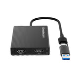 NNEDSZ Simplecom DA369 USB 3.0 or USB-C to Dual 4K HDMI 2.0 Display Adapter for 2x 4K@60Hz Extended Screens