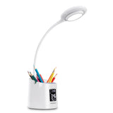 NNEDSZ Simplecom EL621 LED Desk Lamp with Pen Holder and Digital Clock Rechargeable