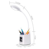 NNEDSZ Simplecom EL621 LED Desk Lamp with Pen Holder and Digital Clock Rechargeable