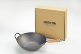 NNEDSZ Yoshikawa Cook-Pal Ren 36cm Premium Carbon Steel Heat Treated Wok with two handles