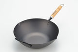 NNEDSZ Yoshikawa Cook-Pal Ren 36cm Premium Carbon Steel Heat Treated Wok with two handles