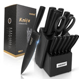 NNEDSZ Warmot 15-Piece Ultra Sharp German Stainless Chef Knife Set with Sharpener Block (826)