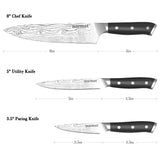 NNEDSZ Warmot 3-Piece High Carbon Stainless Steel Cooking Knife Triple Riveted Handle with Gift Box(997-3)