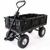 NNEDSZ Garden Dump Rolling Mesh Cart with Heavy Duty Steel Frame,10 Inch Pneumatic Tires Maximum Load Capacity of 300 Kg (Black)
