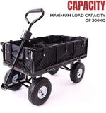 NNEDSZ Garden Dump Rolling Mesh Cart with Heavy Duty Steel Frame,10 Inch Pneumatic Tires Maximum Load Capacity of 300 Kg (Black)