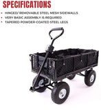NNEDSZ Garden Dump Rolling Mesh Cart with Heavy Duty Steel Frame,10 Inch Pneumatic Tires Maximum Load Capacity of 300 Kg (Black)
