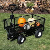 NNEDSZ Garden Dump Rolling Mesh Cart with Heavy Duty Steel Frame,10 Inch Pneumatic Tires Maximum Load Capacity of 300 Kg (Black)