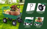 NNEDSZ Garden Dump Cart with Heavy Duty Steel Frame,10 Inch Pneumatic Tires Maximum Load Capacity of 250 kg (Green), Garden Trolley Cart, Camping Cart