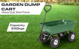 NNEDSZ Garden Dump Cart with Heavy Duty Steel Frame,10 Inch Pneumatic Tires Maximum Load Capacity of 250 kg (Green), Garden Trolley Cart, Camping Cart