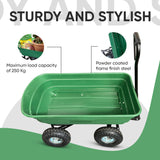 NNEDSZ Garden Dump Cart with Heavy Duty Steel Frame,10 Inch Pneumatic Tires Maximum Load Capacity of 250 kg (Green), Garden Trolley Cart, Camping Cart