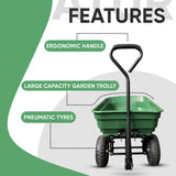 NNEDSZ Garden Dump Cart with Heavy Duty Steel Frame,10 Inch Pneumatic Tires Maximum Load Capacity of 250 kg (Green), Garden Trolley Cart, Camping Cart