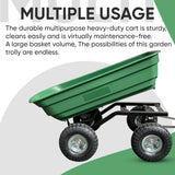 NNEDSZ Garden Dump Cart with Heavy Duty Steel Frame,10 Inch Pneumatic Tires Maximum Load Capacity of 250 kg (Green), Garden Trolley Cart, Camping Cart