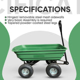 NNEDSZ Garden Dump Cart with Heavy Duty Steel Frame,10 Inch Pneumatic Tires Maximum Load Capacity of 250 kg (Green), Garden Trolley Cart, Camping Cart