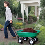 NNEDSZ Garden Dump Cart with Heavy Duty Steel Frame,10 Inch Pneumatic Tires Maximum Load Capacity of 250 kg (Green), Garden Trolley Cart, Camping Cart