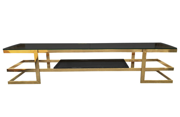 NNEDSZ Alexa Gold TV Unit - Black Glass