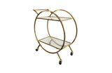 NNEDSZ Roman Glass Bar Cart / Trolley With Wheels - Gold