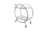 NNEDSZ Roman Glass Bar Cart / Trolley With Wheels - Silver