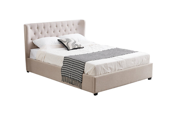 NNEDSZ Cambridge Tan Beige Linen Tufted Bed - king