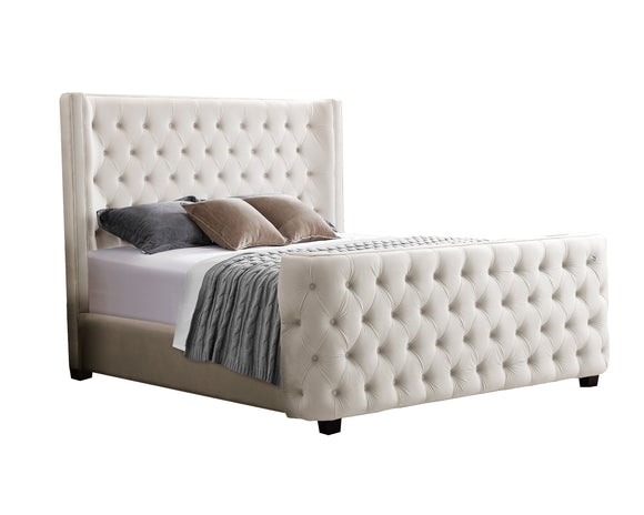 NNEDSZ Milan Cream Velvet Tufted  Headboard and End board Bed Frame - Queen