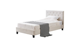 NNEDSZ Winston Beige Velvet Tufted Bed - King Single