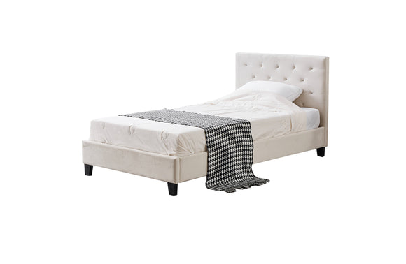 NNEDSZ Winston Beige Velvet Tufted Bed - King Single