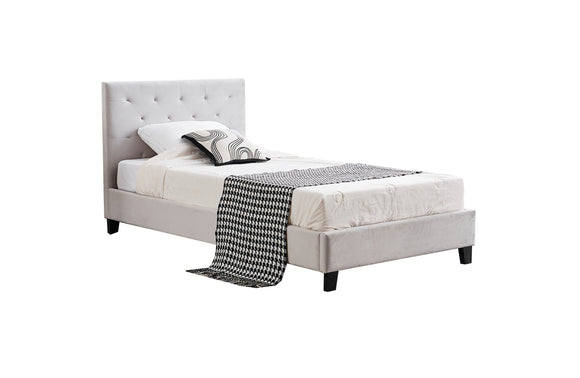 NNEDSZ Winston Light Grey Velvet Tufted Bed - King Single