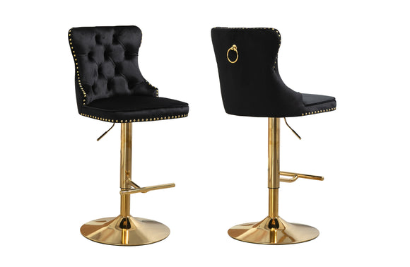 NNEDSZ Sahara Black Barstool with Gold Stand -Set of 2