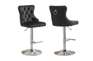 NNEDSZ Sahara Black Barstool with Silver Stand -Set of 2