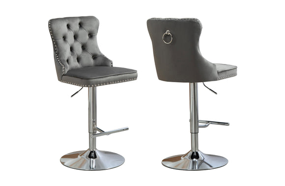 NNEDSZ Sahara Dark Grey Barstool with Silver Stand -Set of 2