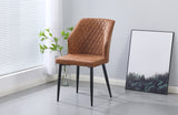 NNEDSZ Set of 4 - Cross Pattern Dining Chair - Brown Black Legs