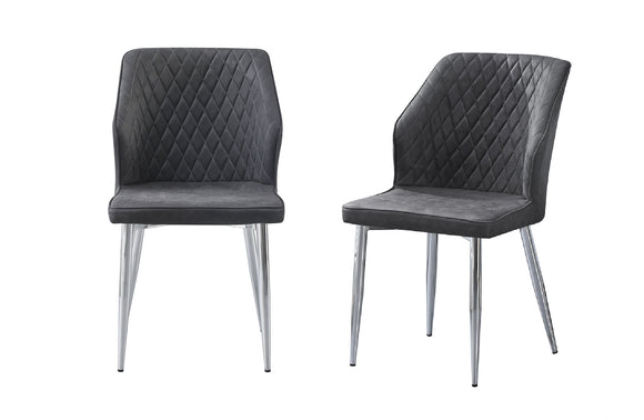 NNEDSZ Cross Pattern Dining Chair - Charcoal with Silver Legs - Set of 4