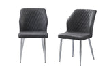 NNEDSZ Cross Pattern Dining Chair - Charcoal with Silver Legs - Set of 4