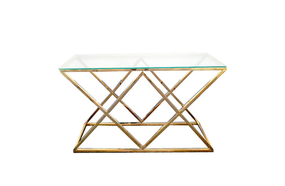 NNEDSZ Alsea Console Table Gold Base - Clear Glass