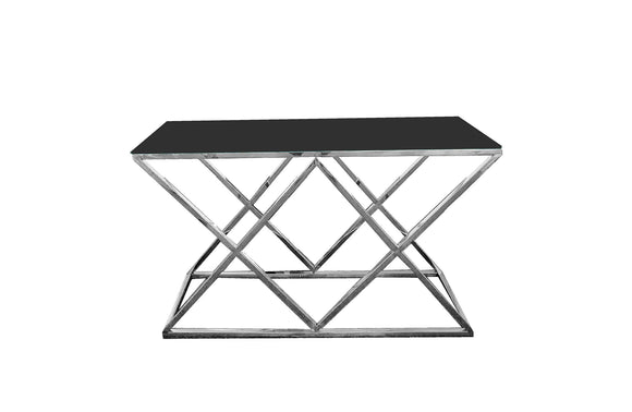 NNEDSZ Alsea Console Table Silver Base - Black Glass