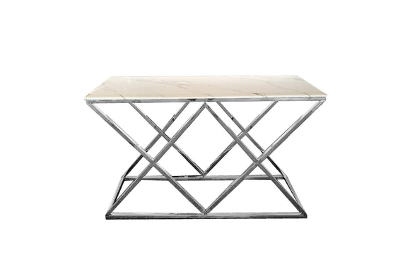 NNEDSZ Alsea Console Table Silver Base - White Marble