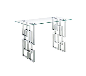 NNEDSZ Royale Silver Console Table - White Marble
