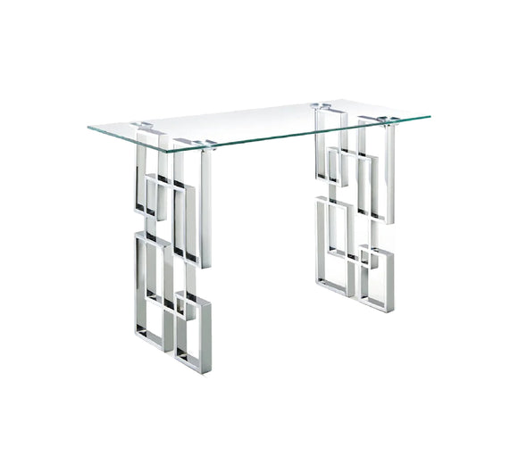 NNEDSZ Royale Silver Console Table - White Marble