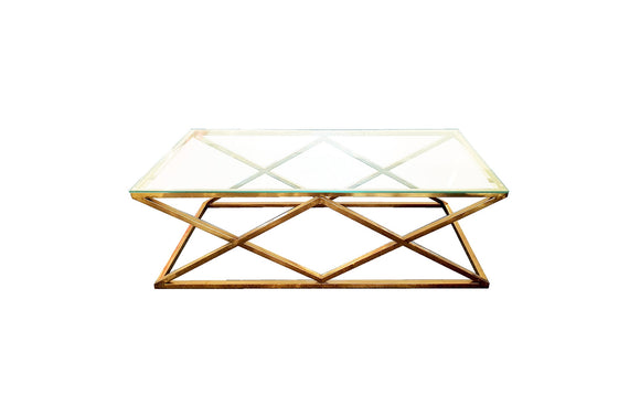 NNEDSZ Alsea Coffee Table Gold Base - Clear Glass