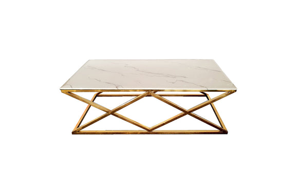 NNEDSZ Alsea Coffee Table Gold Base - White Marble