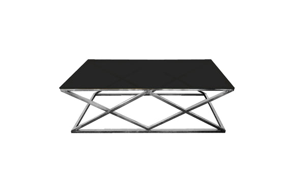 NNEDSZ Alsea Coffee Table Silver Base - Black Glass