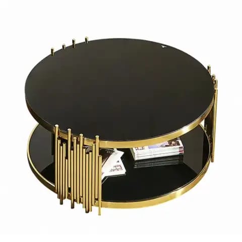 NNEDSZ Chelsea Gold Coffee Table - Black Glass