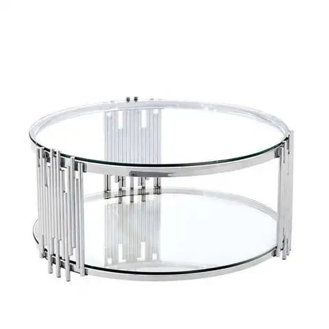 NNEDSZ Chelsea Silver Coffee Table - Clear Glass