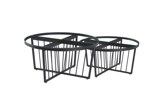 NNEDSZ Salina Coffee Table 80cm Black Base -Clear Glass