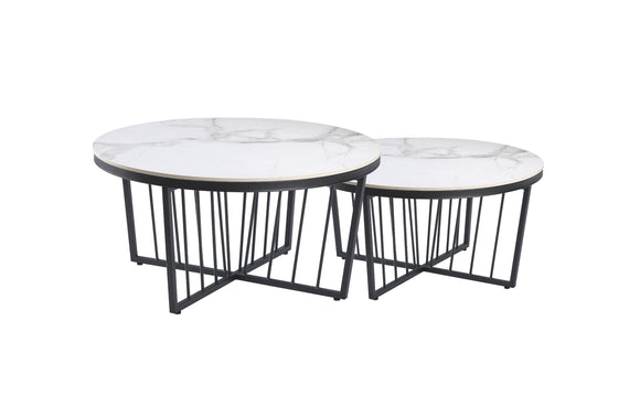 NNEDSZ Salina Coffee Table 90cm Black Base  - White Marble