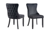 NNEDSZ Paris Black Velvet and black Rubberwood Upholstered Dining Chairs Tufted Back -Set of 2