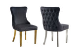 NNEDSZ Paris Black Velvet  & Gold Polished Steel Upholstered Dining Chairs Tufted Back - Set of 2