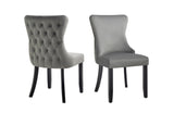 NNEDSZ Paris Dark Grey Velvet and black Rubberwood Upholstered Dining Chairs Tufted Back -Set of 2